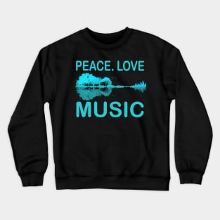 Peace Love Music Guitar Lake Shadow Hippie Crewneck Sweatshirt